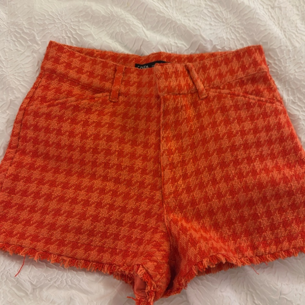 Orange Herringbone Shorts